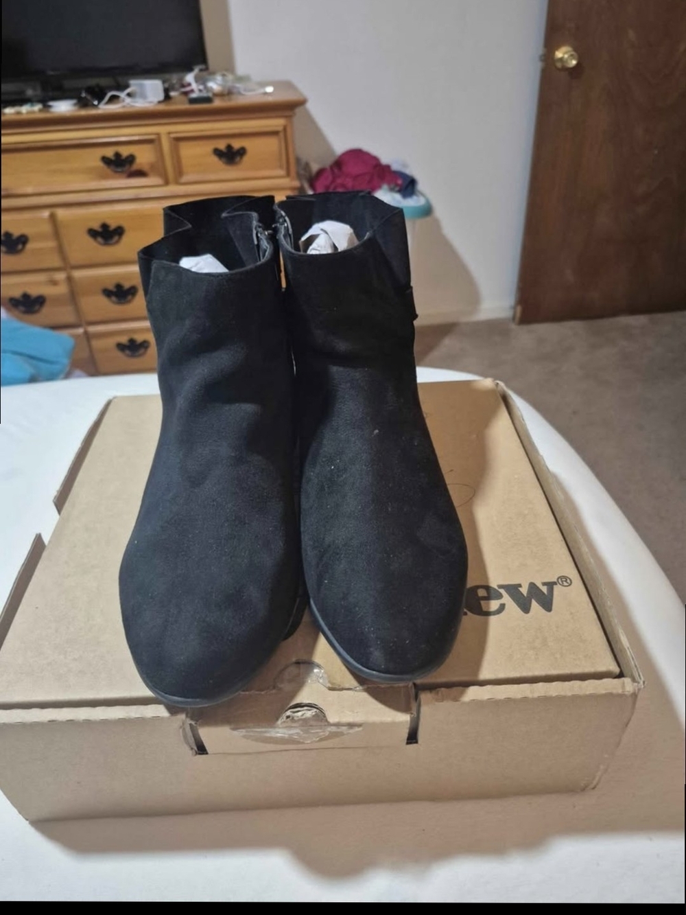 Comfortview Women's Black Ankle Booties - Classic Suede Look